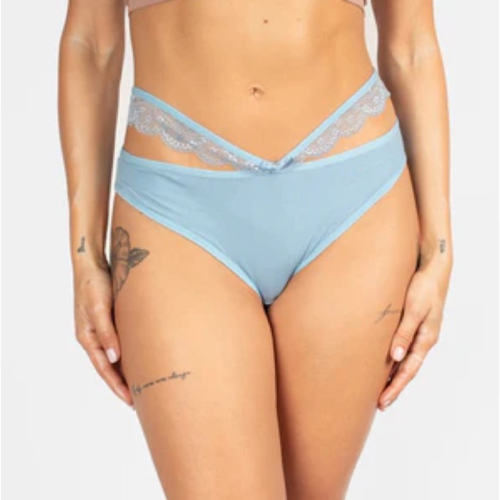 Knotty Knickers Blue Lace Full Bottom Underwear Briefs Panties Size XL